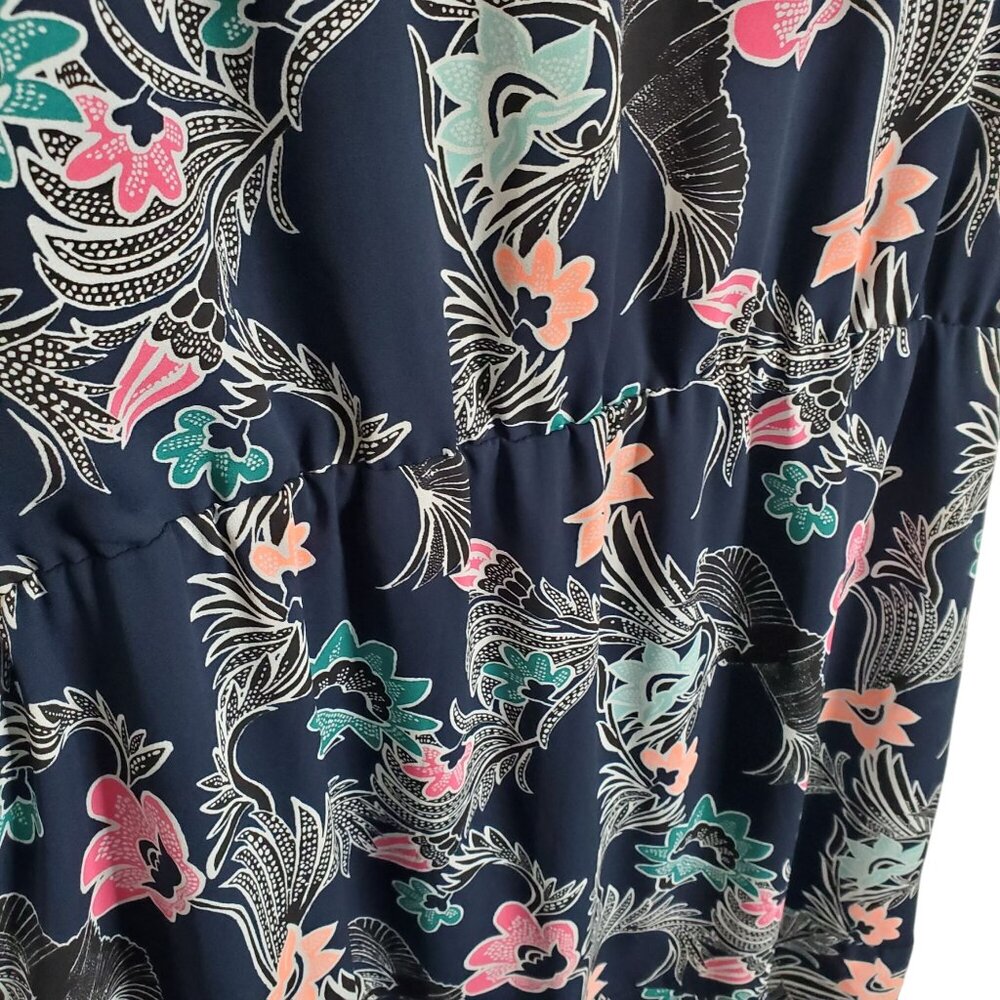 Banana Republic Size 12 Dress Ruffle Hem Floral Kimono Sleeve Country Cottage - Picture 9 of 9